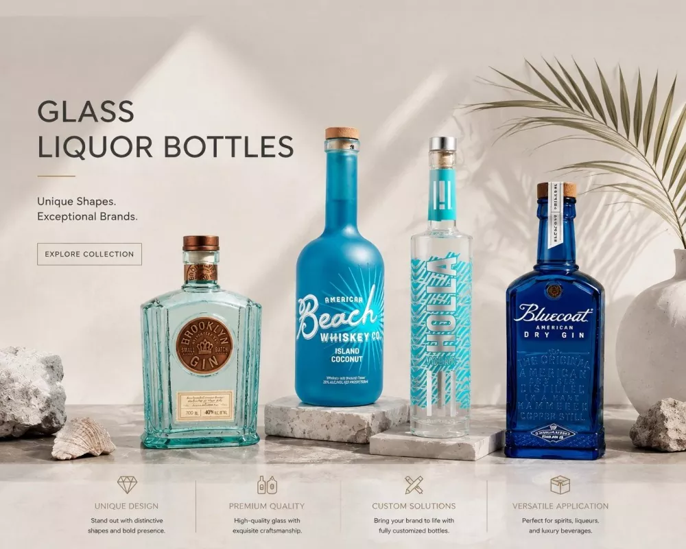 Brennevinsflasker av glass