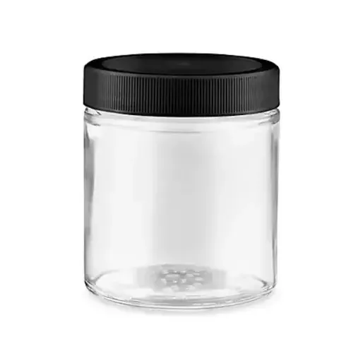 4 oz oppbevaringskrukke i klart glass med svart skrulokk 4 oz oppbevaringskrukke i klart glass med svart skrulokk
